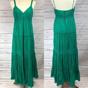 NWT BCBG V Neck Peasant Maxi Dress Jade Green SALE